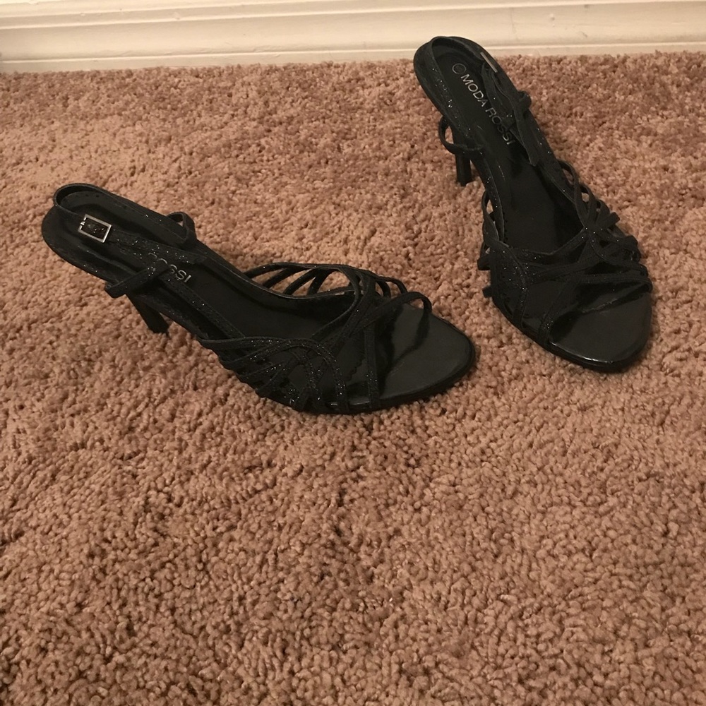 Moda Rossi Black Glitter Heels